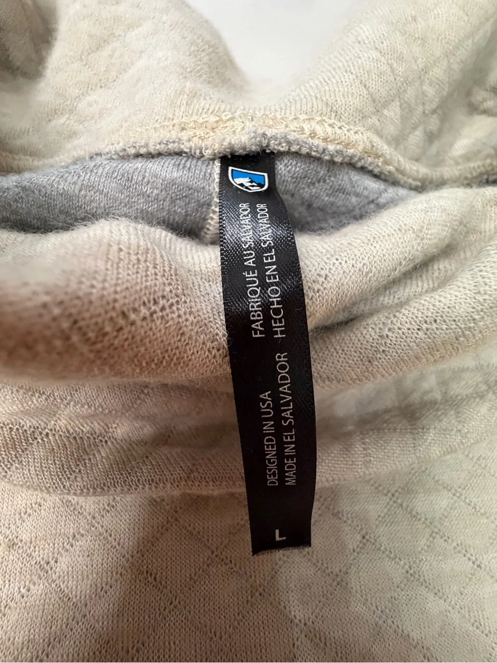 KÜHL Athena Quilted Cowl Neck Pullover Sweater Wool Blend Cream Dove, L
